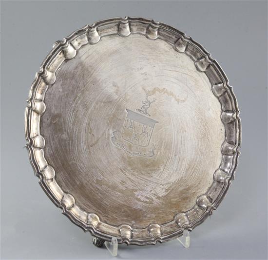 A late Victorian silver salver by William Hutton & Sons, 23.5 oz.